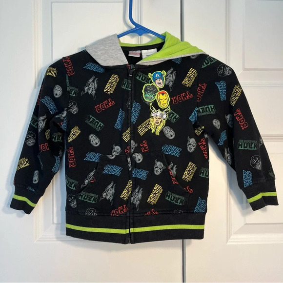 Marvel Boys Size 5 Full Zip Hooded Jacket J-658 Avengers Hulk Thor Ironman - Picture 1 of 7